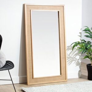 Cheval Mirror With Natural Wooden Frame, Full Length Mirror Natural Wood Frame