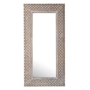 Keene Leaner Floor Mirror In Grey Mango Wood Frame