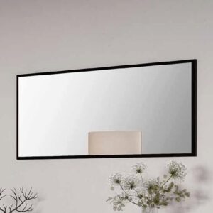 Laax Wall Mirror Rectangular In Matt Black Wooden Frame