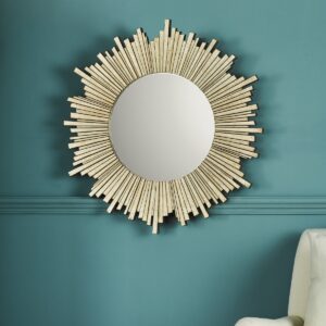 Laura Ashley Lovell Round Mirror In Champagne Finish