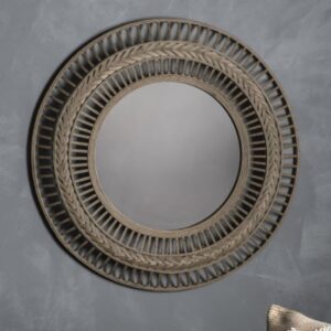 Zeneca Round Wall Mirror In Grey Frame