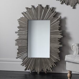 Corsley Starburst Wall Mirror Rectangular In Grey Weathered