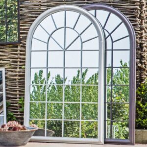 Orono Outdoor Arched Mirror In Distressed White