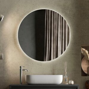 Steelville Round Bathroom Wall Mirror In Clear With LED