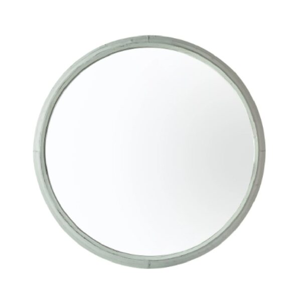 Stonington Outdoor Round Mirror In Mint Frame