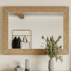 Sanford Bedroom Wall Mirror With Oak Wooden Frame