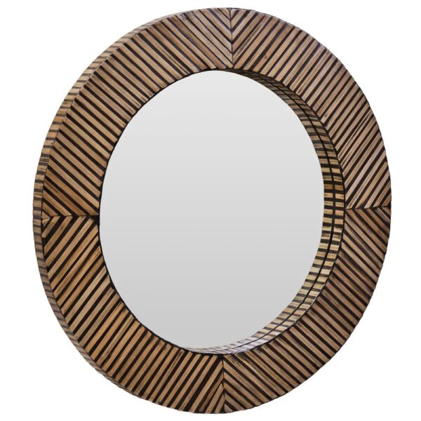Baltimore Round Wall Mirror With Natural Wooden Frame