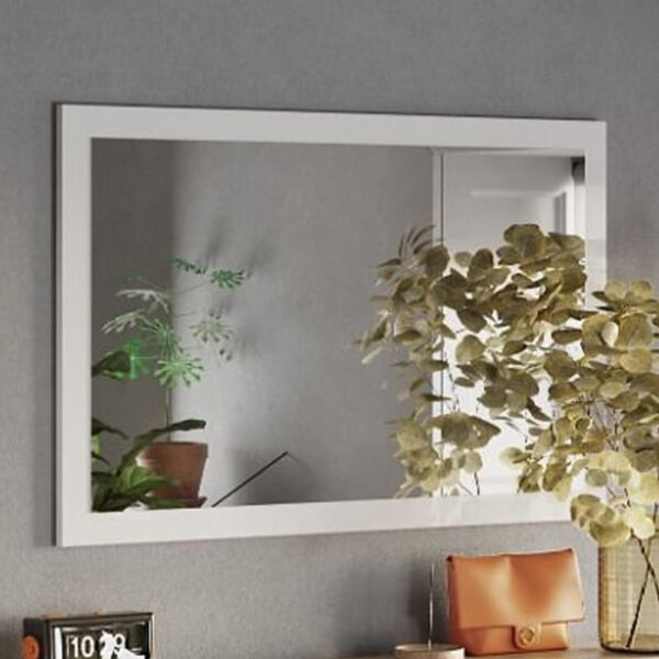 Flint Bedroom Wall Mirror In White High Gloss Frame